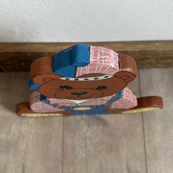 Vintage 90s Hand Crafted Wooden ‘Teddy’ Bear Nursery Kids Boys Room Decor - Picture 4 of 16